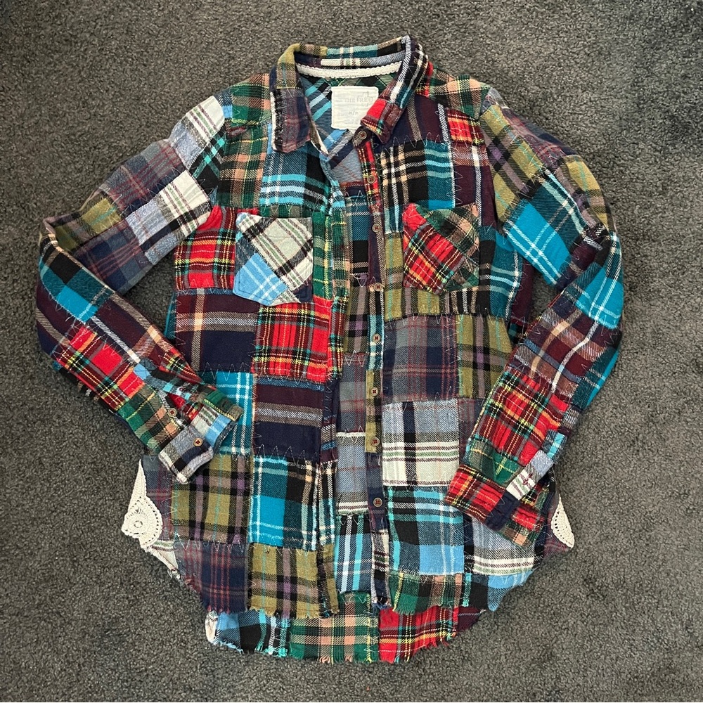 FREE PEOPLE WE THE FREE PATCHWORK FLANNEL